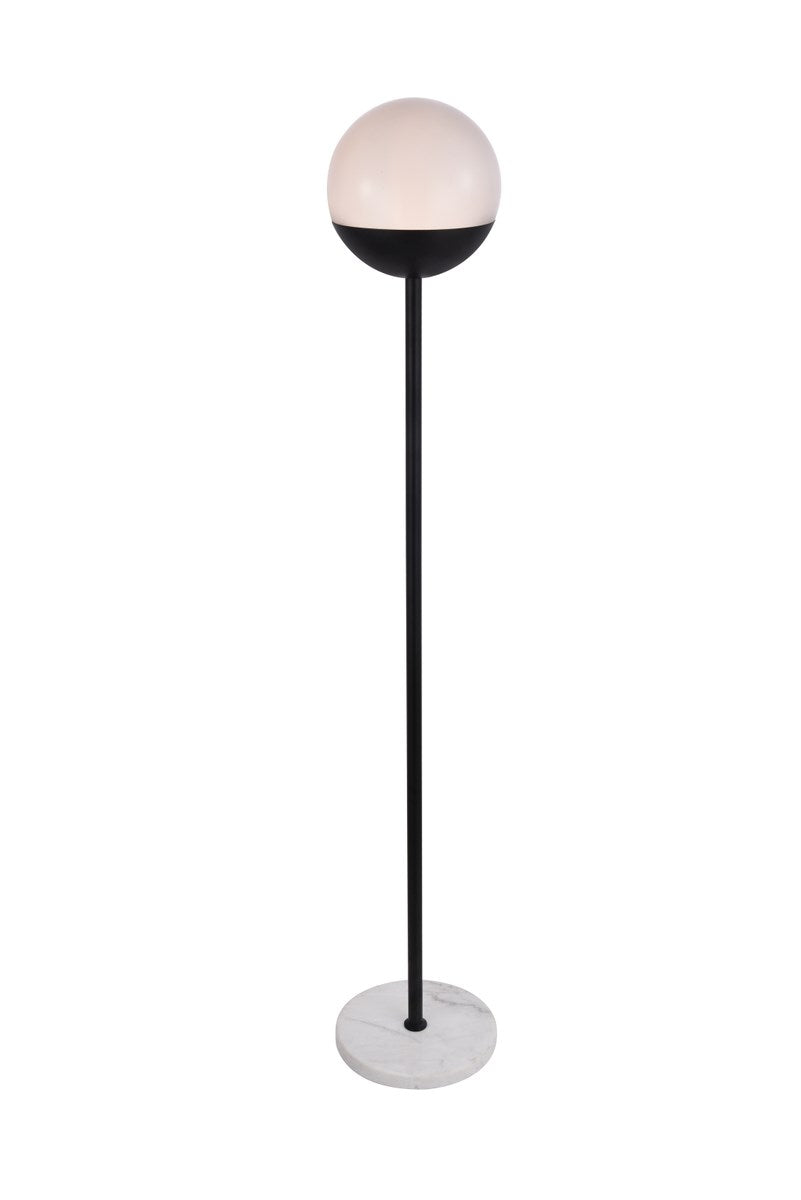 1 Light Black Floor Lamp With Frosted White Glass