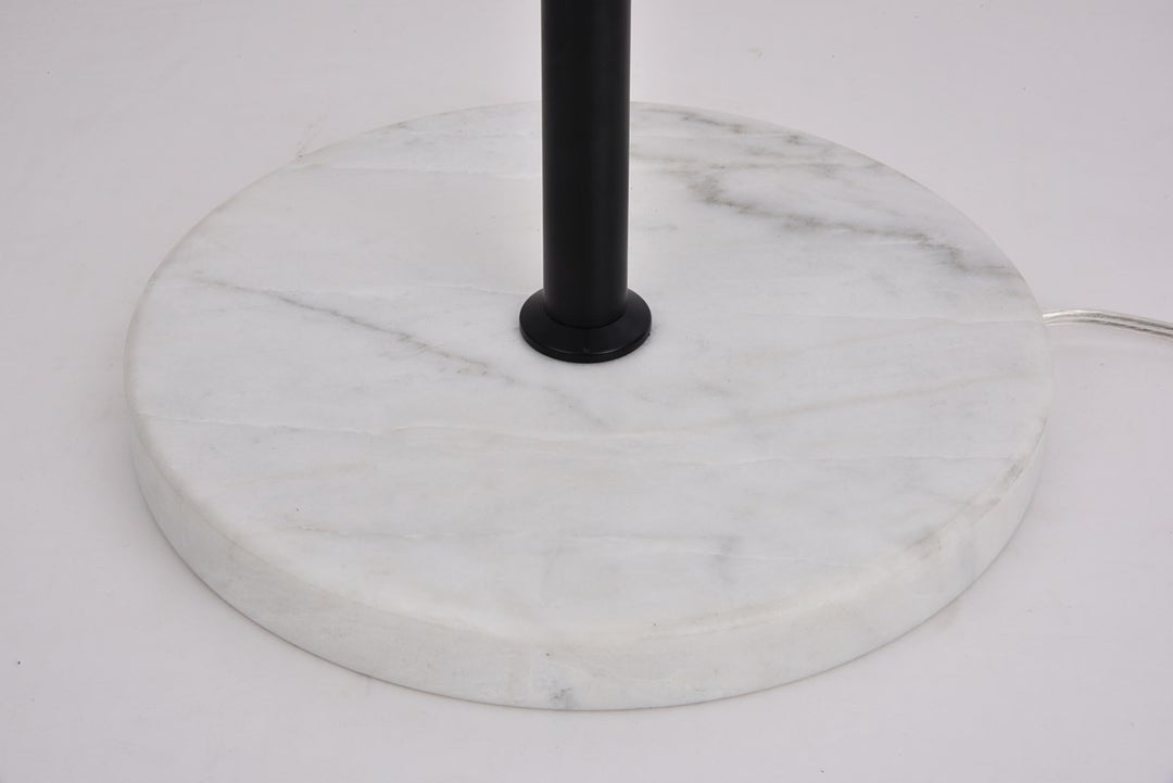 1 Light Black Floor Lamp With Frosted White Glass