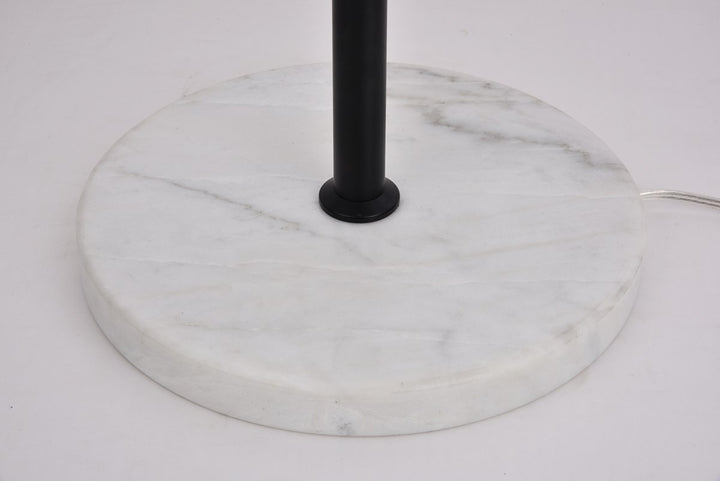 1 Light Black Floor Lamp With Frosted White Glass