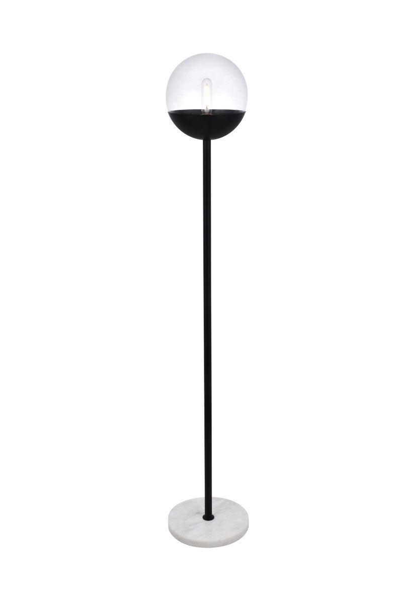 1 Light Black Floor Lamp With Clear Glass