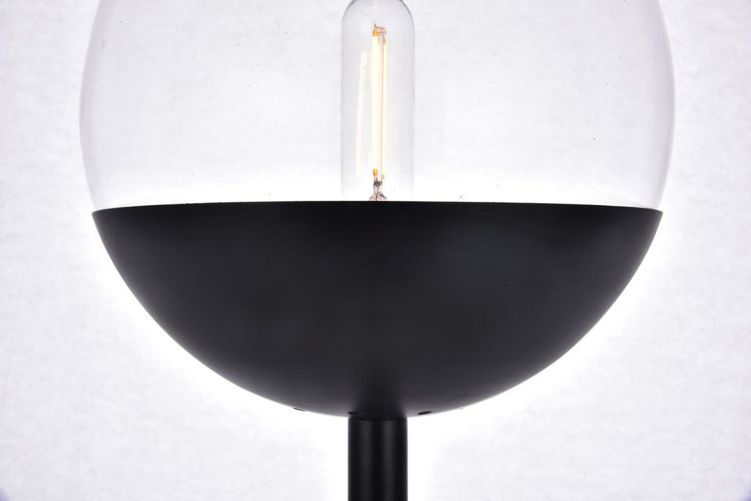 1 Light Black Floor Lamp With Clear Glass