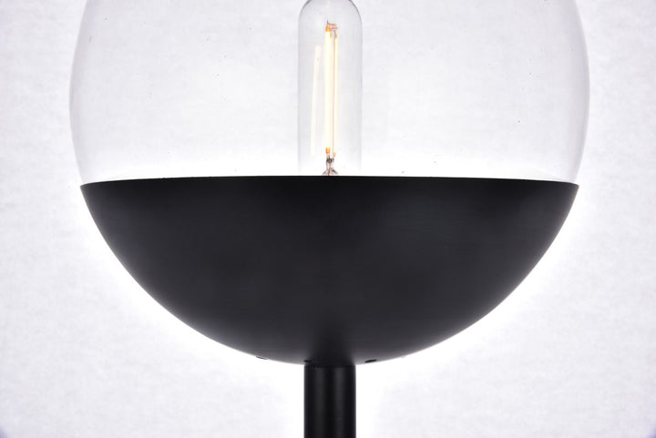 1 Light Black Floor Lamp With Clear Glass