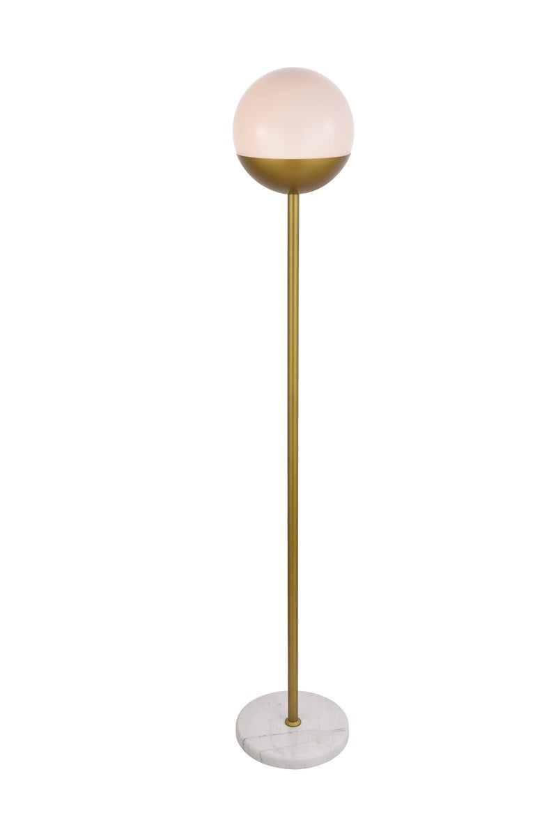 1 Light Brass Floor Lamp With Frosted White Glass by Living District