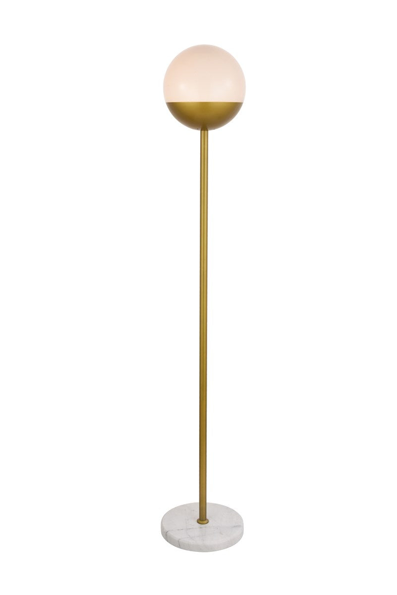 1 Light Brass Floor Lamp With Frosted White Glass
