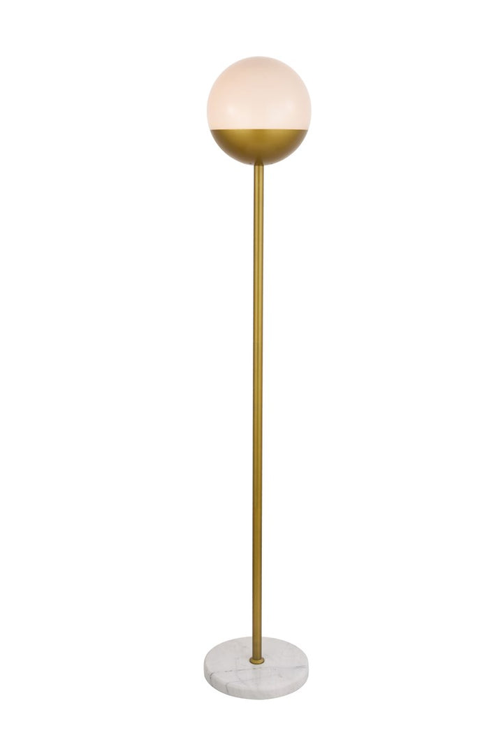 1 Light Brass Floor Lamp With Frosted White Glass