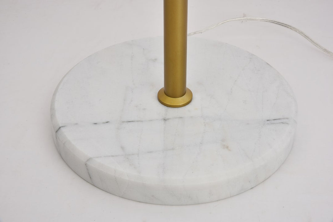 1 Light Brass Floor Lamp With Frosted White Glass