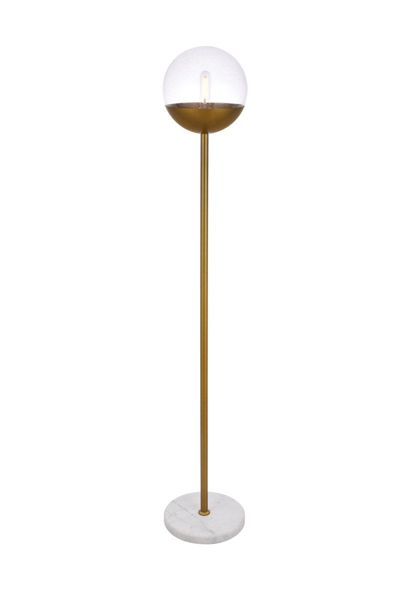 1 Light Brass Floor Lamp With Clear Glass