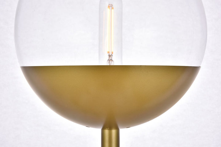 1 Light Brass Floor Lamp With Clear Glass