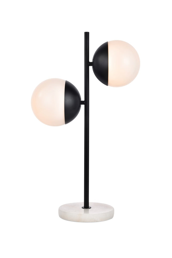 2 Lights Black Table Lamp With Frosted White Glass by Living District