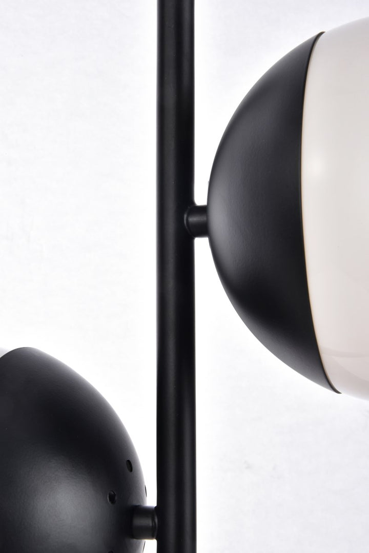 2 Lights Black Table Lamp With Frosted White Glass