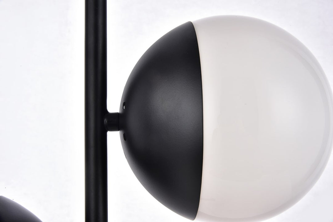 2 Lights Black Table Lamp With Frosted White Glass