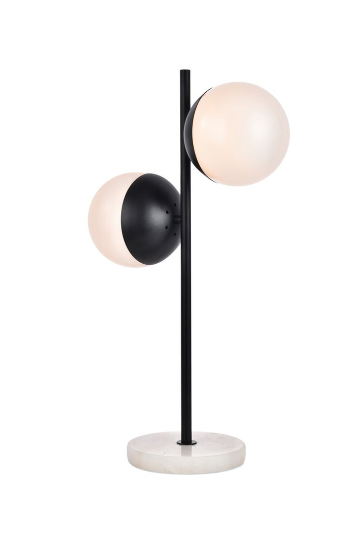2 Lights Black Table Lamp With Frosted White Glass
