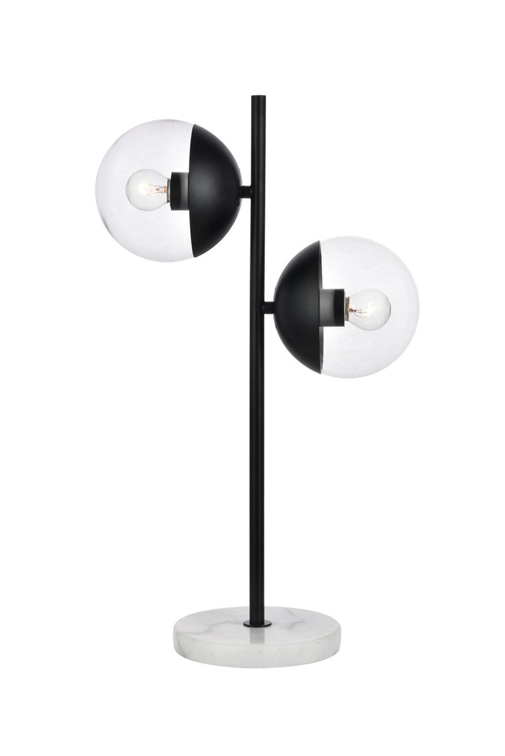2 Lights Black Table Lamp With Clear Glass by Living District