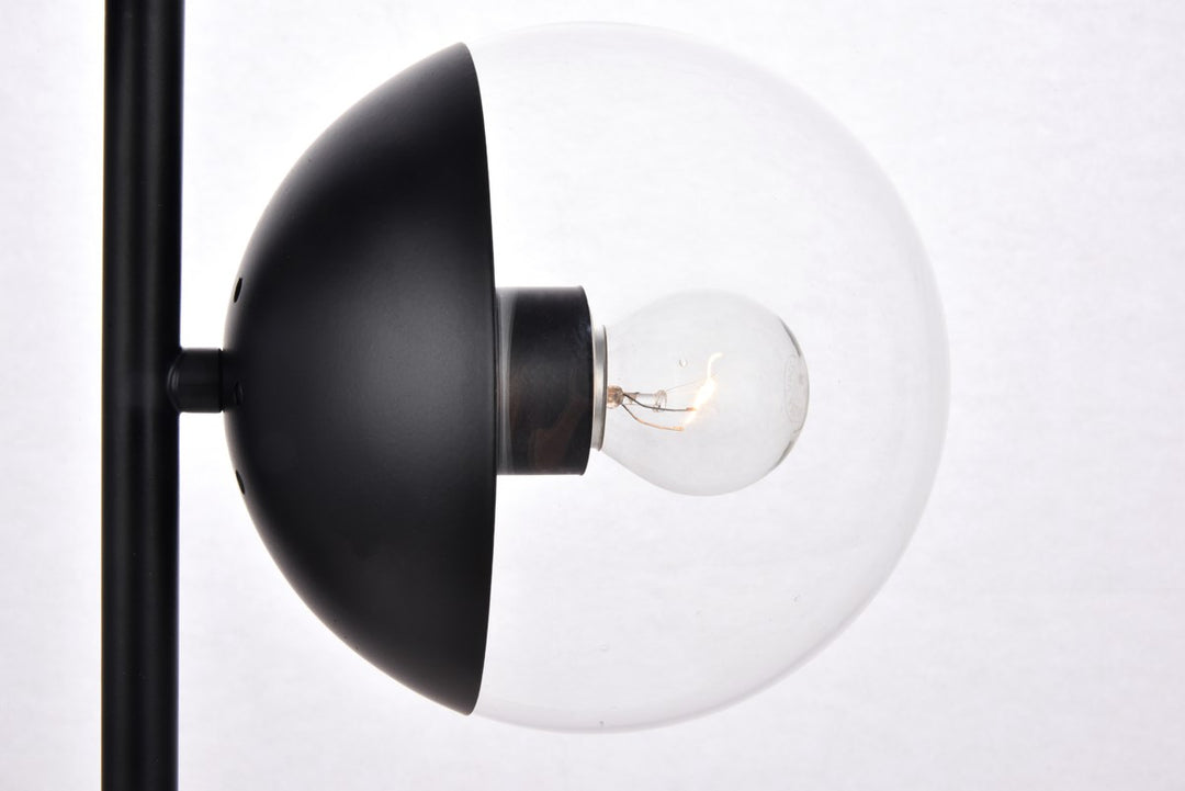 2 Lights Black Table Lamp With Clear Glass