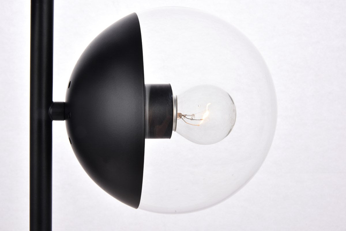 2 Lights Black Table Lamp With Clear Glass