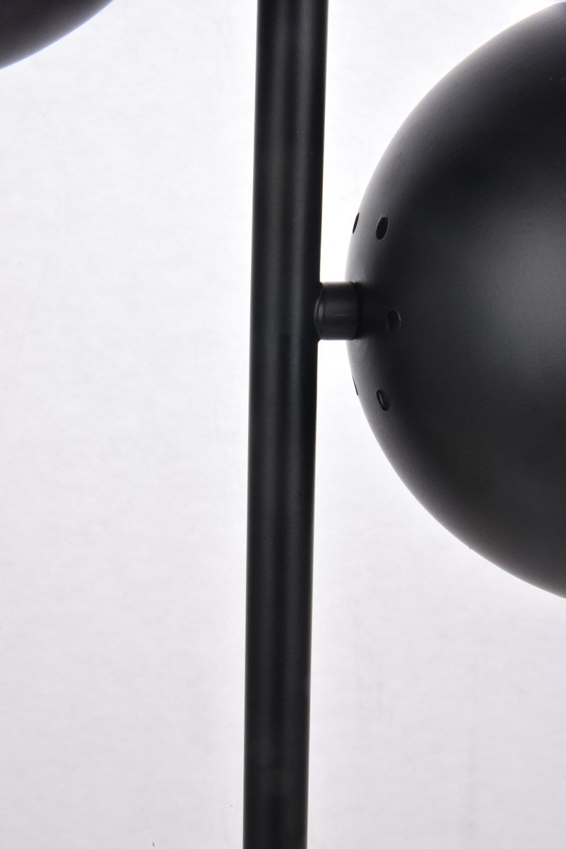 2 Lights Black Table Lamp With Clear Glass
