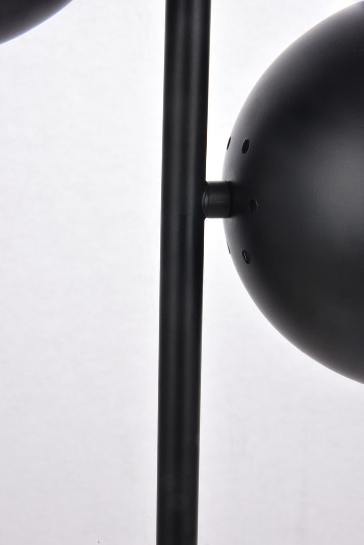 2 Lights Black Table Lamp With Clear Glass