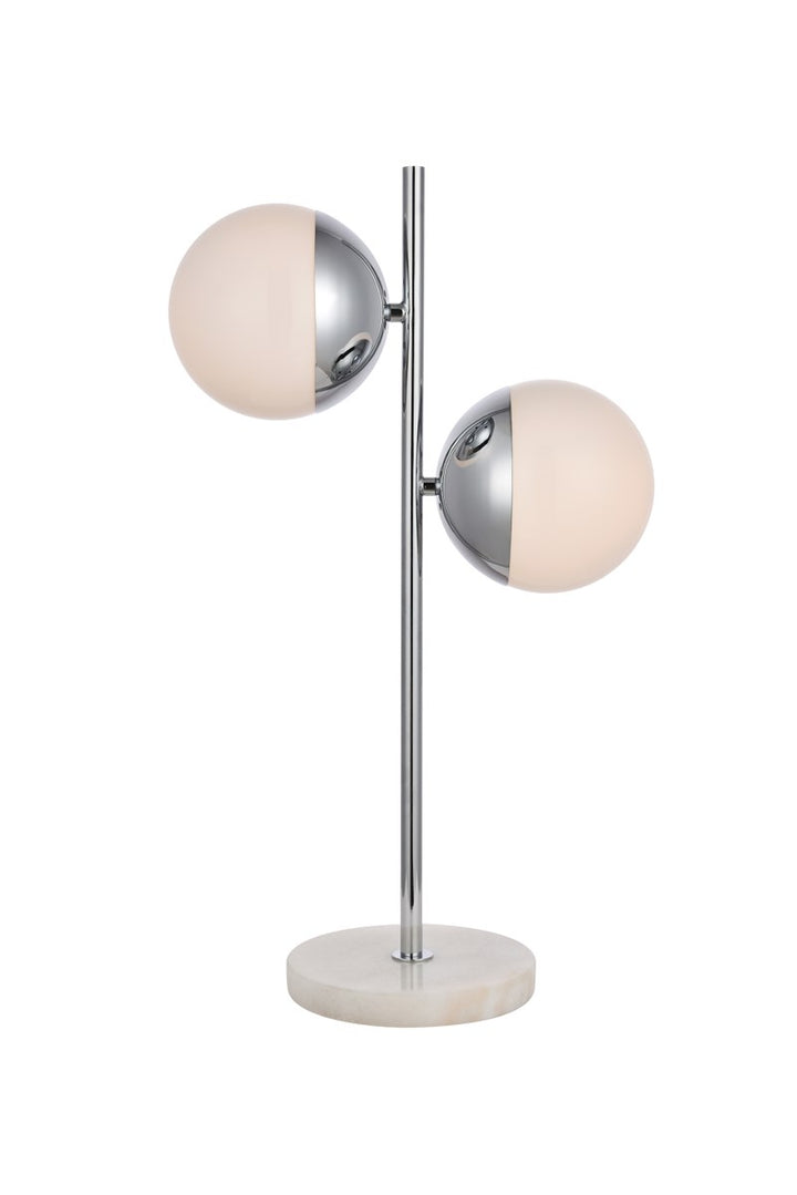 2 Lights Chrome Table Lamp With Frosted White Glass by Living District