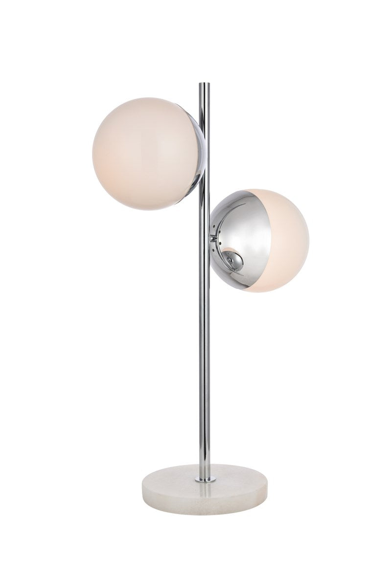 2 Lights Chrome Table Lamp With Frosted White Glass