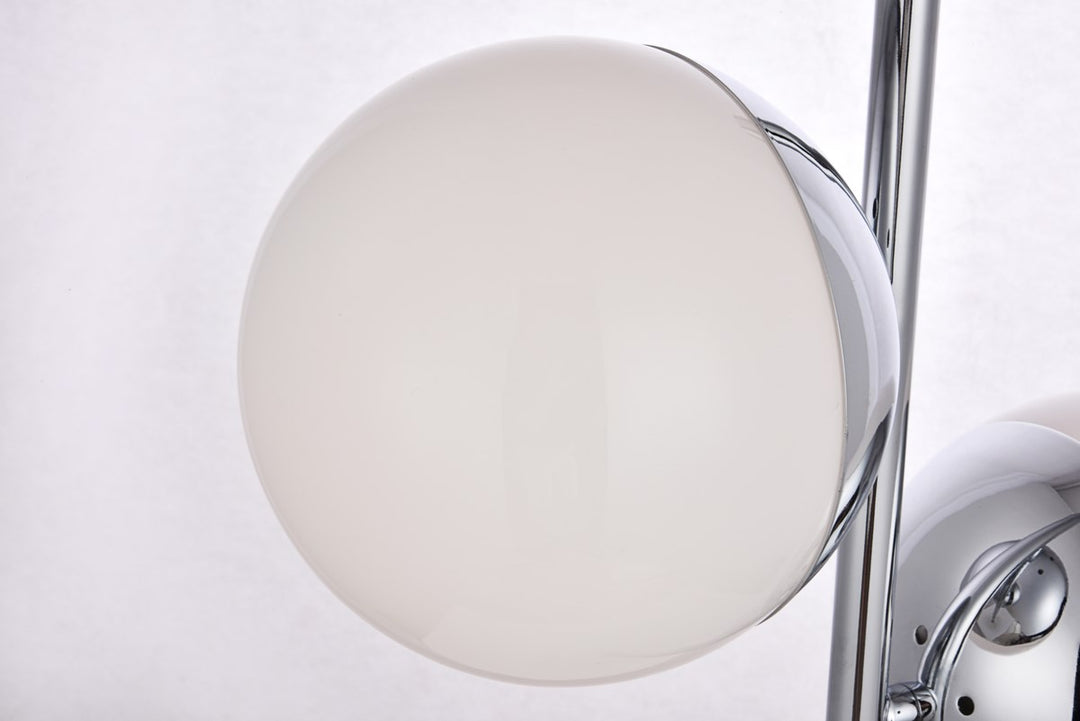 2 Lights Chrome Table Lamp With Frosted White Glass