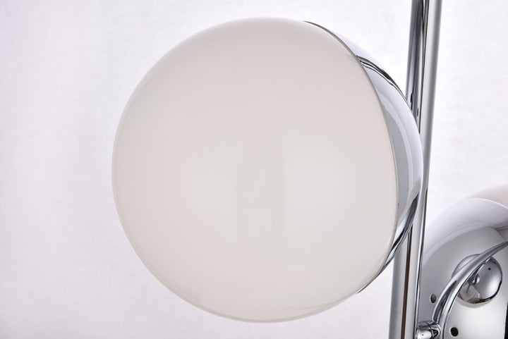 2 Lights Chrome Table Lamp With Frosted White Glass