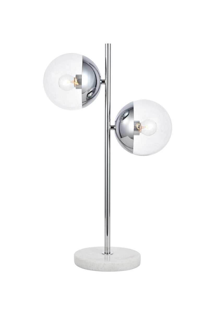 2 Lights Chrome Table Lamp With Clear Glass by Living District