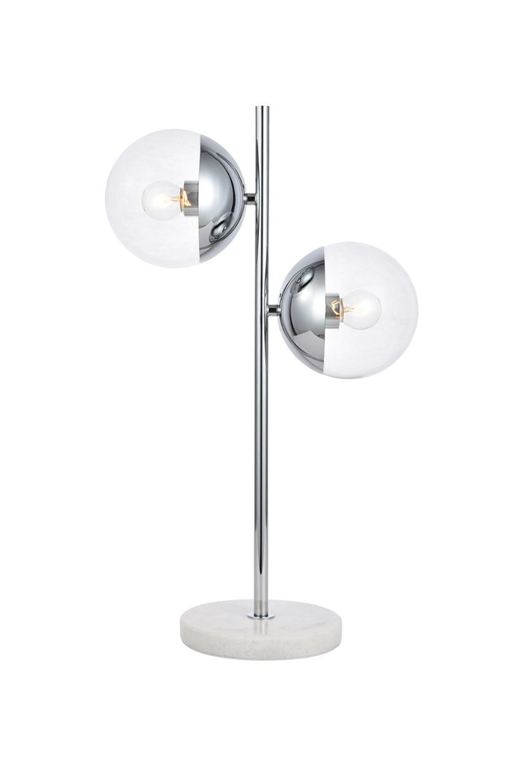 2 Lights Chrome Table Lamp With Clear Glass by Living District