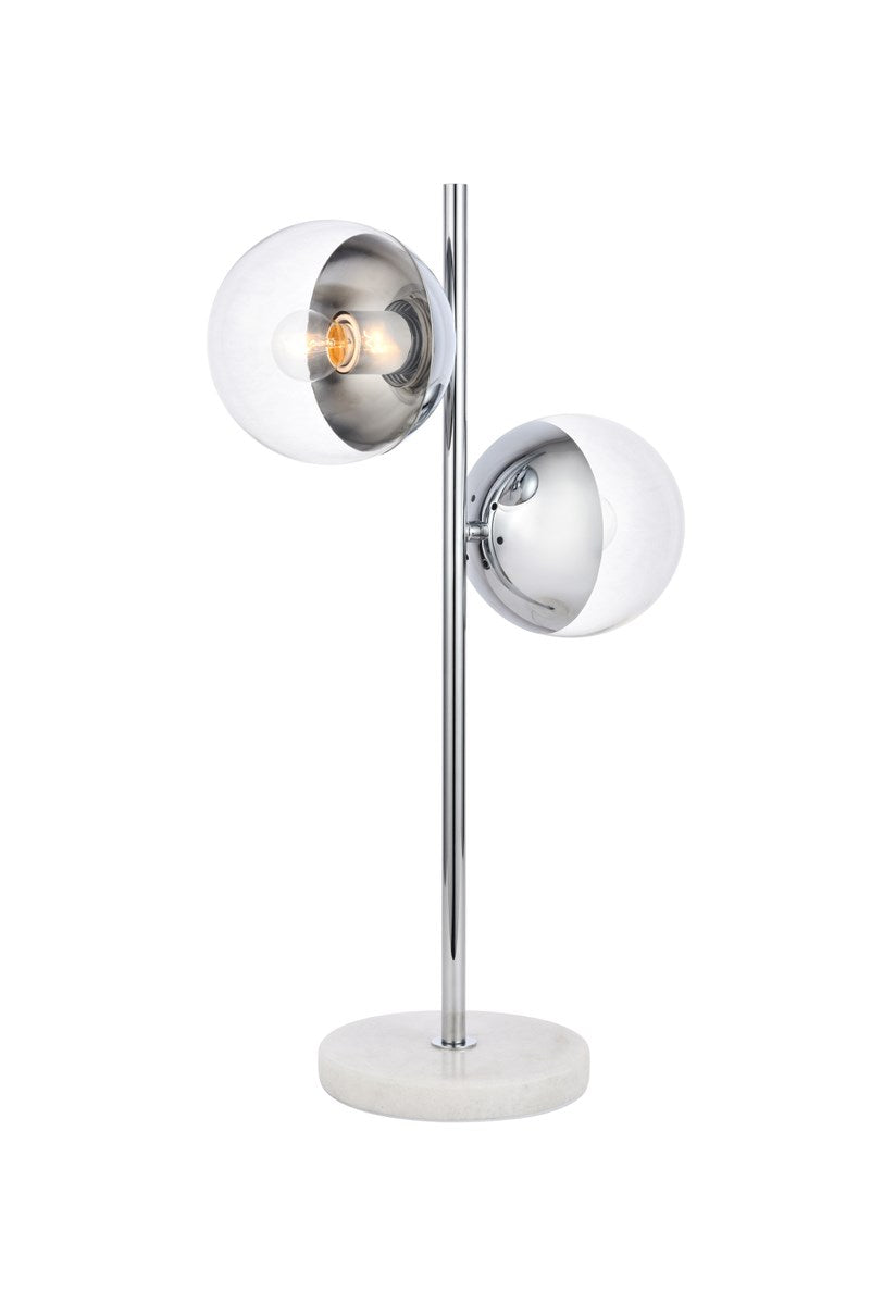 2 Lights Chrome Table Lamp With Clear Glass