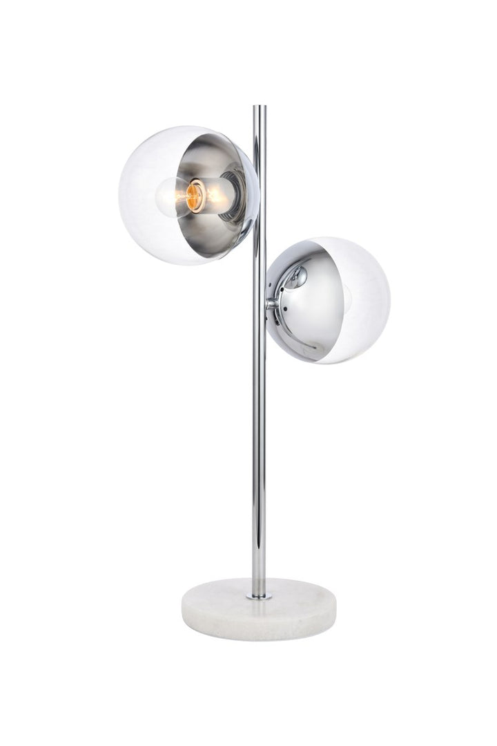 2 Lights Chrome Table Lamp With Clear Glass