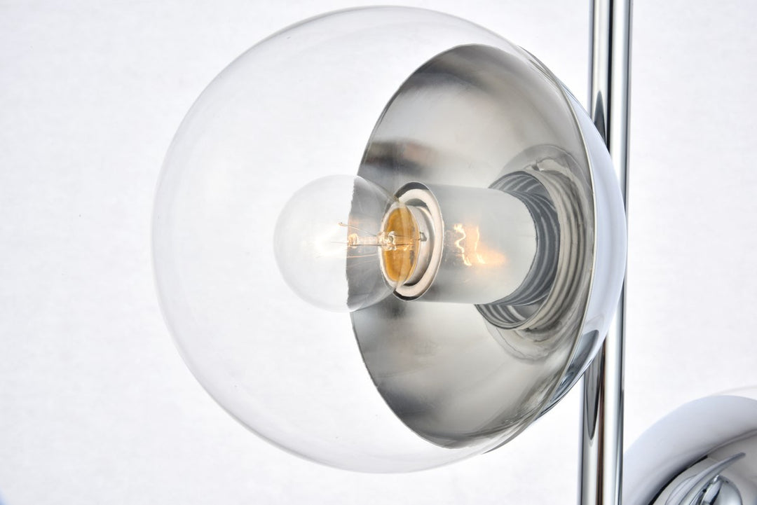 2 Lights Chrome Table Lamp With Clear Glass