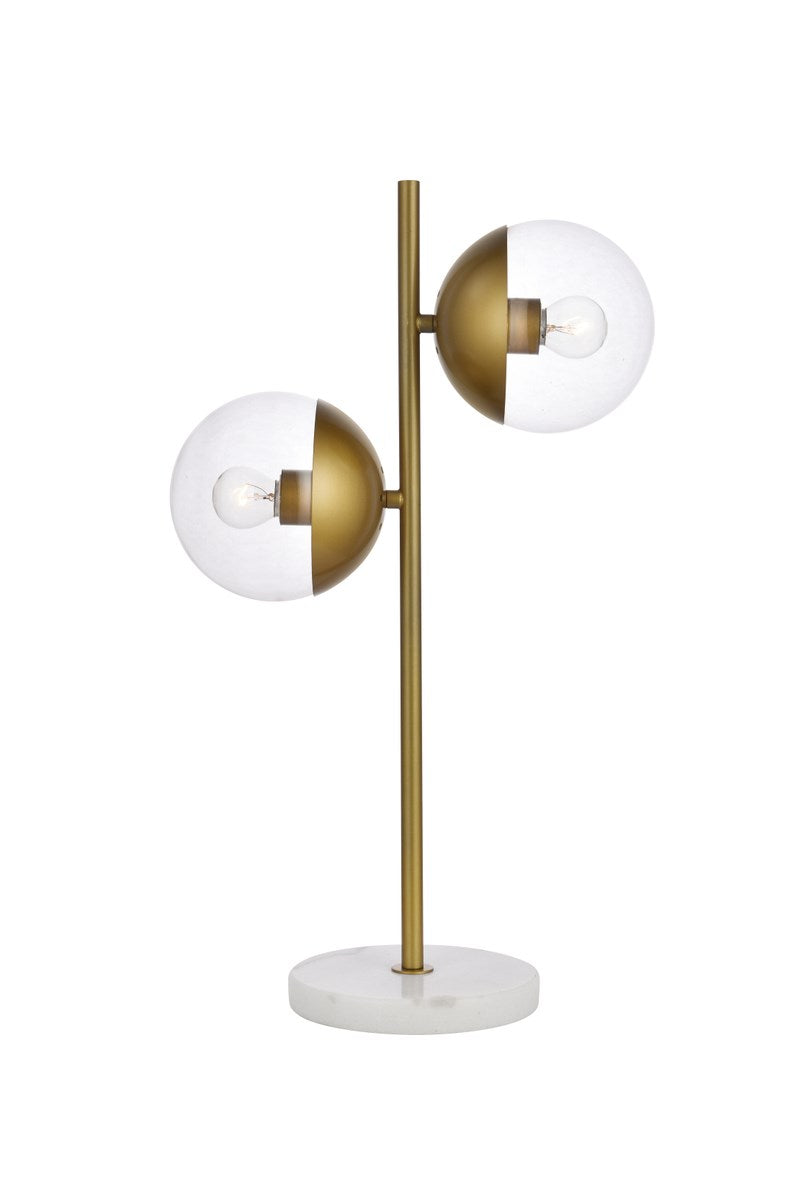 2 Lights Brass Table Lamp With Clear Glass by Living District