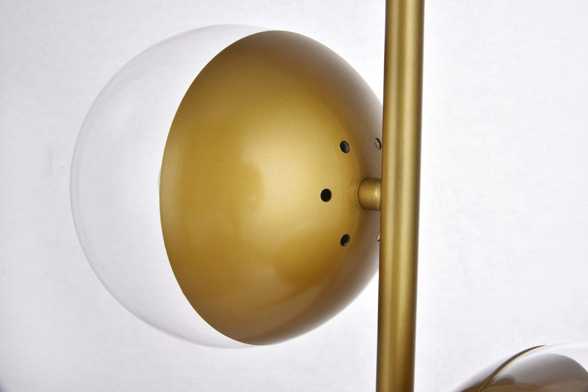 2 Lights Brass Table Lamp With Clear Glass