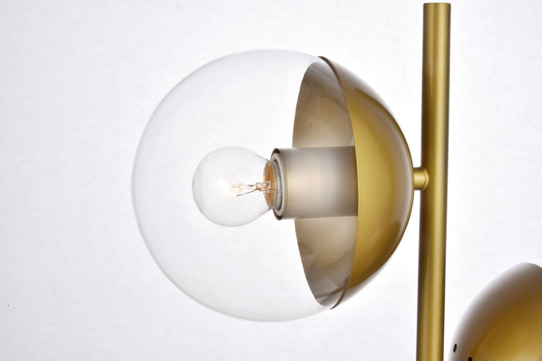 2 Lights Brass Table Lamp With Clear Glass