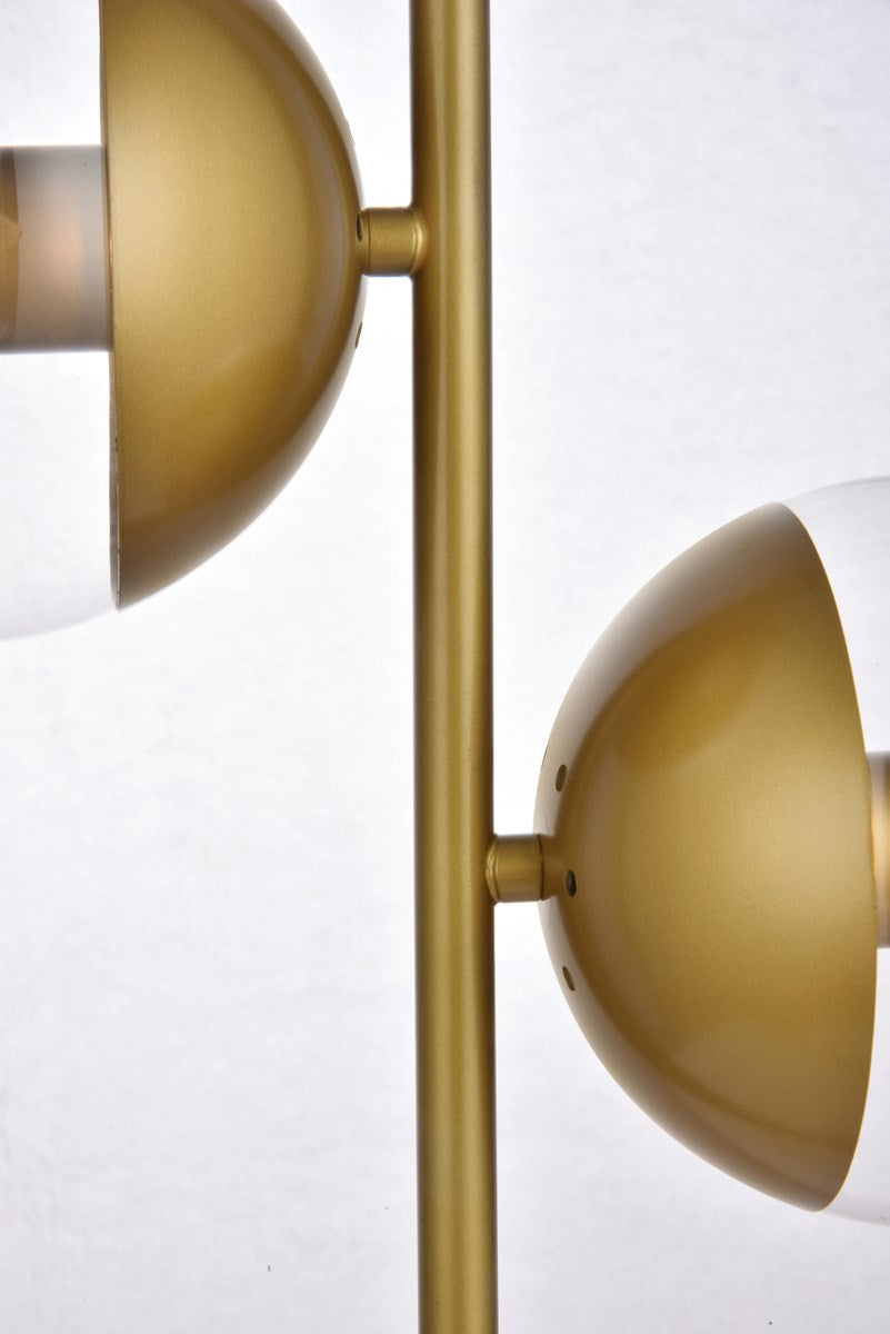 2 Lights Brass Table Lamp With Clear Glass