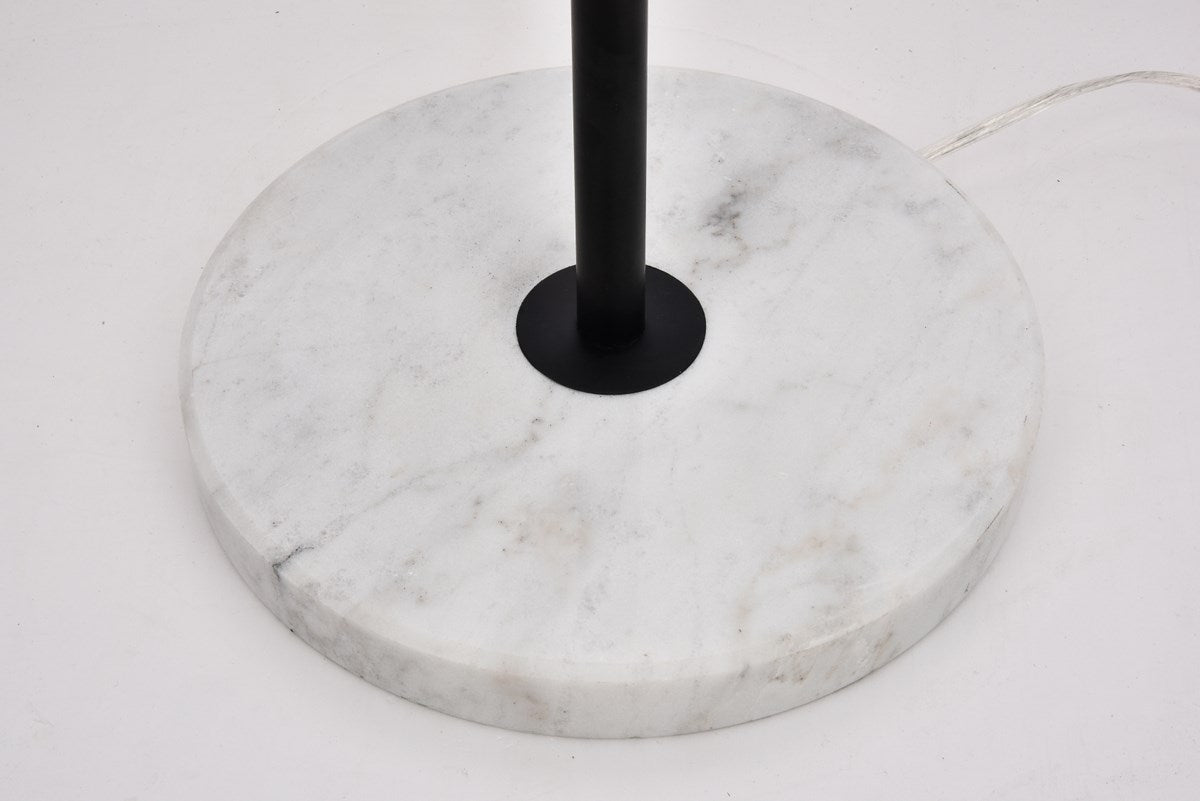 3 Lights Black Floor Lamp With Frosted White Glass
