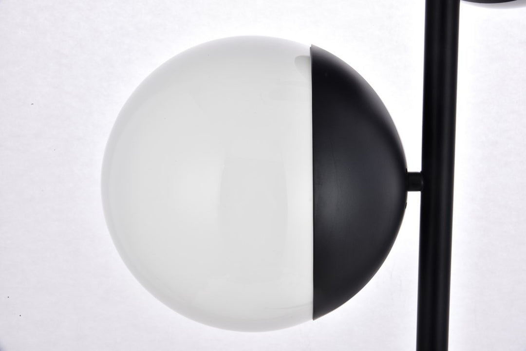 3 Lights Black Floor Lamp With Frosted White Glass