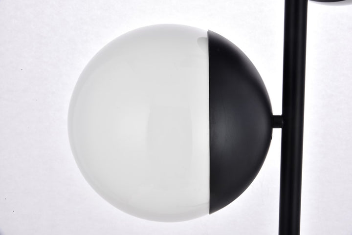 3 Lights Black Floor Lamp With Frosted White Glass