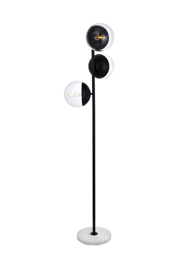 3 Lights Black Floor Lamp With Clear Glass by Living District