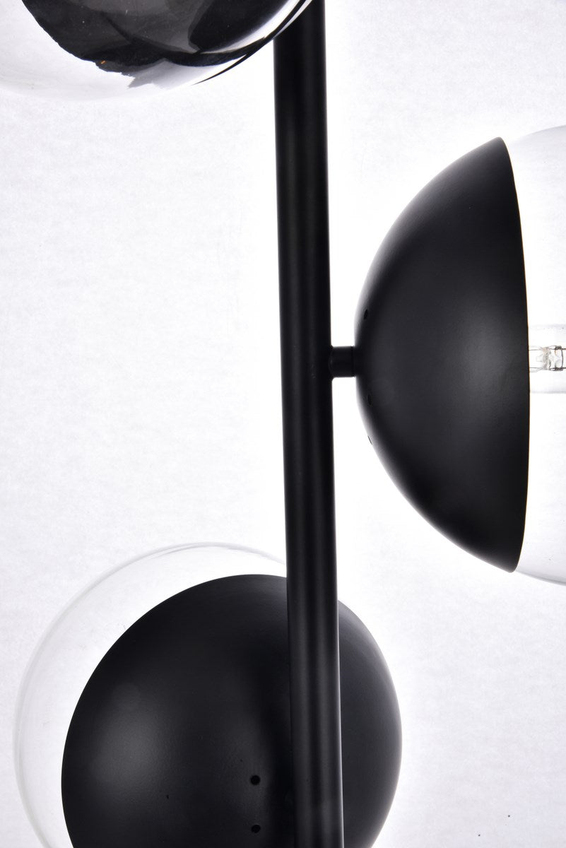 3 Lights Black Floor Lamp With Clear Glass
