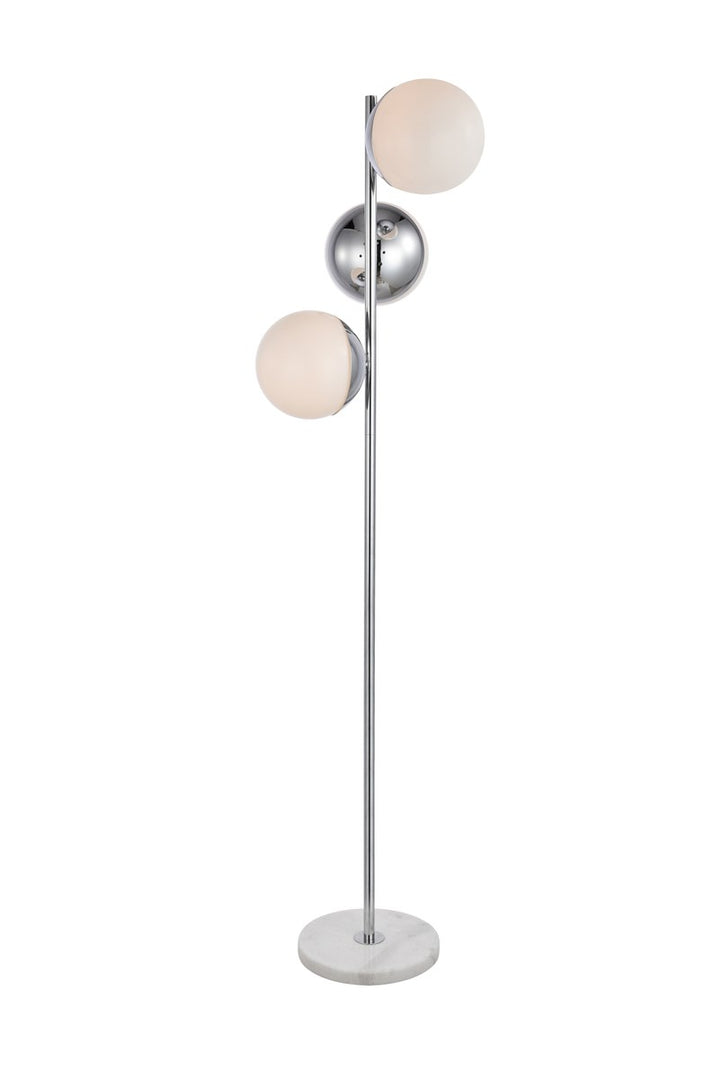3 Lights Chrome Floor Lamp With Frosted White Glass