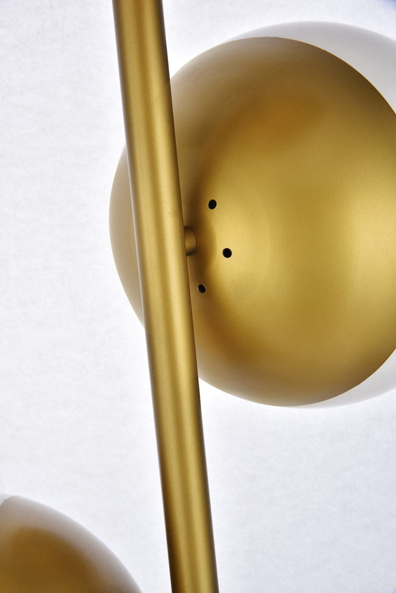 3 Lights Brass Floor Lamp With Frosted White Glass