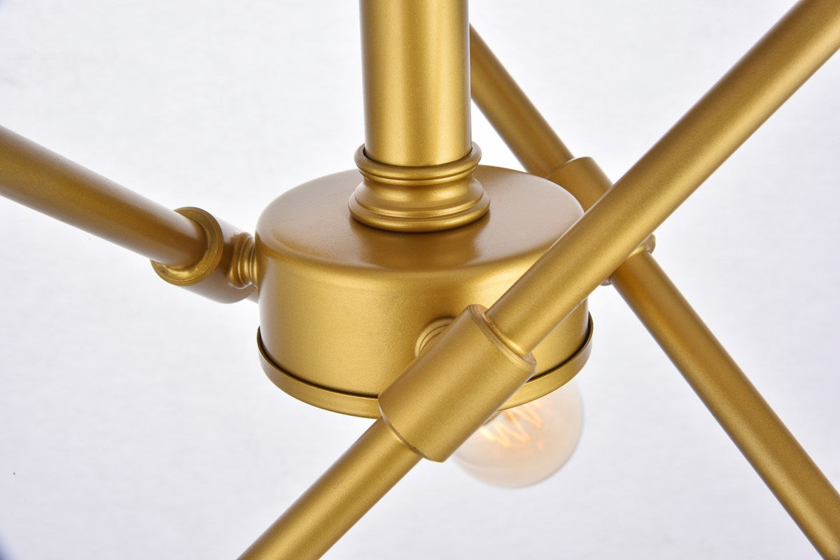 6 Lights Brass Flush Mount