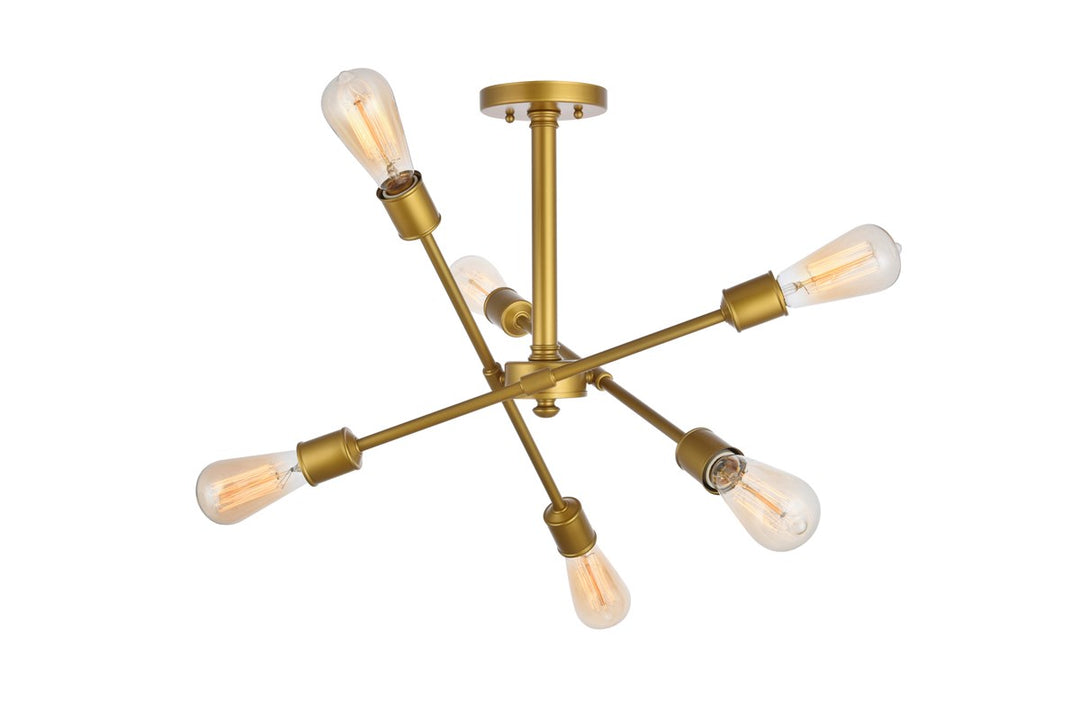 6 Lights Brass Flush Mount
