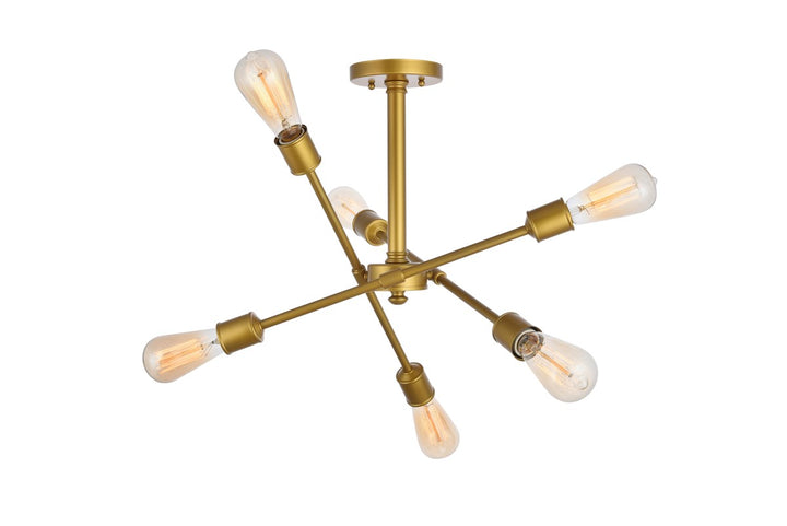 6 Lights Brass Flush Mount
