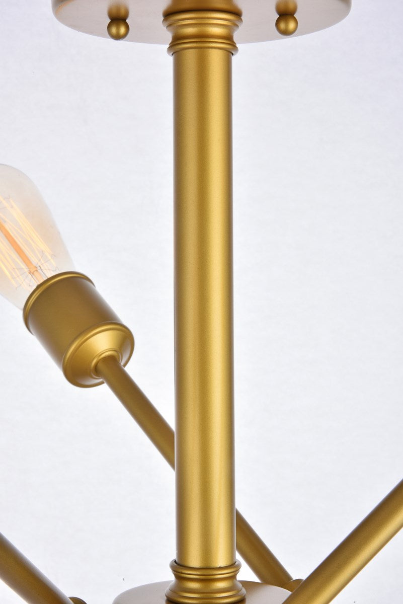 6 Lights Brass Flush Mount