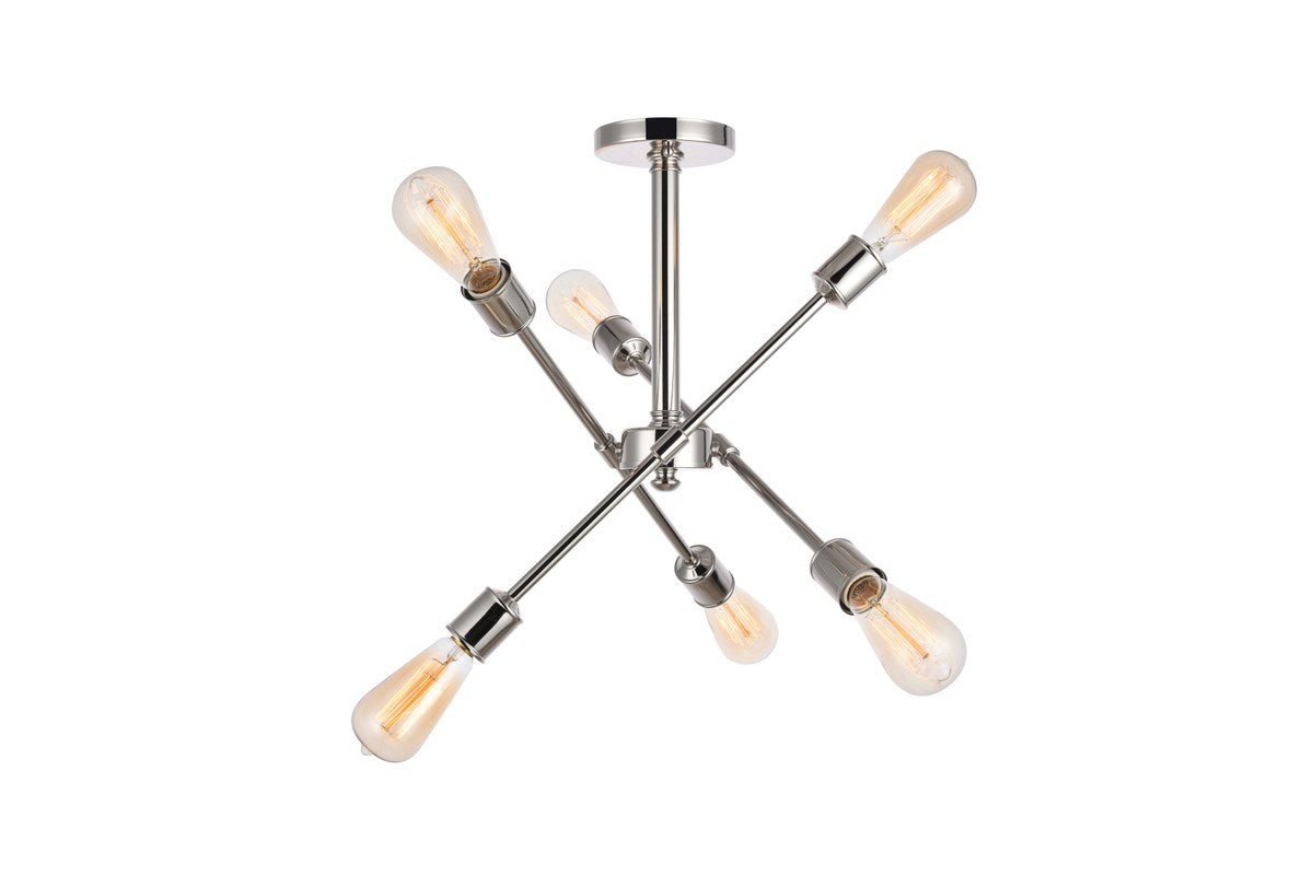 6 Lights polished Nickel Flush Mount by Living District