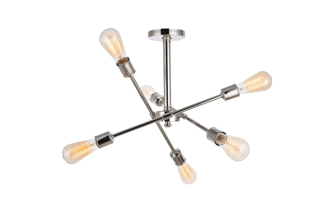 6 Lights polished Nickel Flush Mount