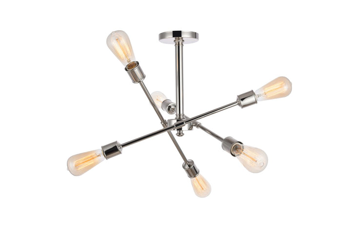 6 Lights polished Nickel Flush Mount