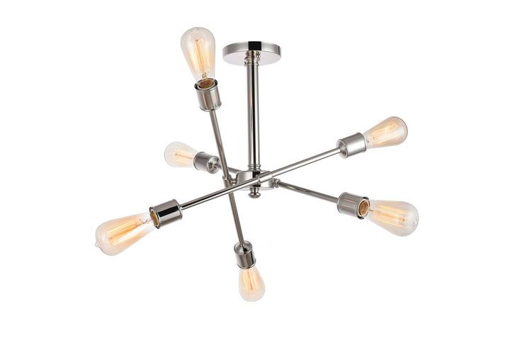 6 Lights polished Nickel Flush Mount