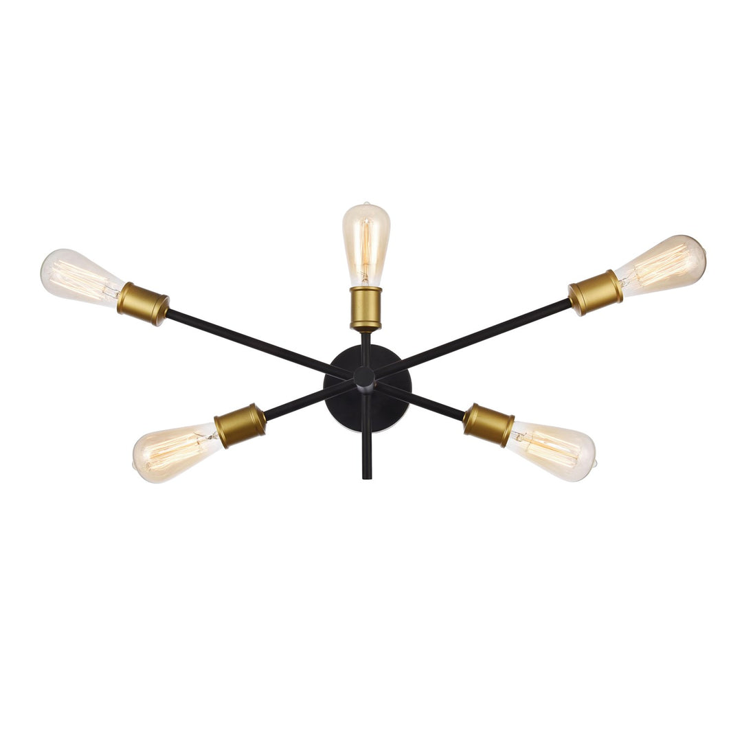 Collection Wall Sconce D24.7 H9.9 Lt:5 Black and Brass Finish by Living District